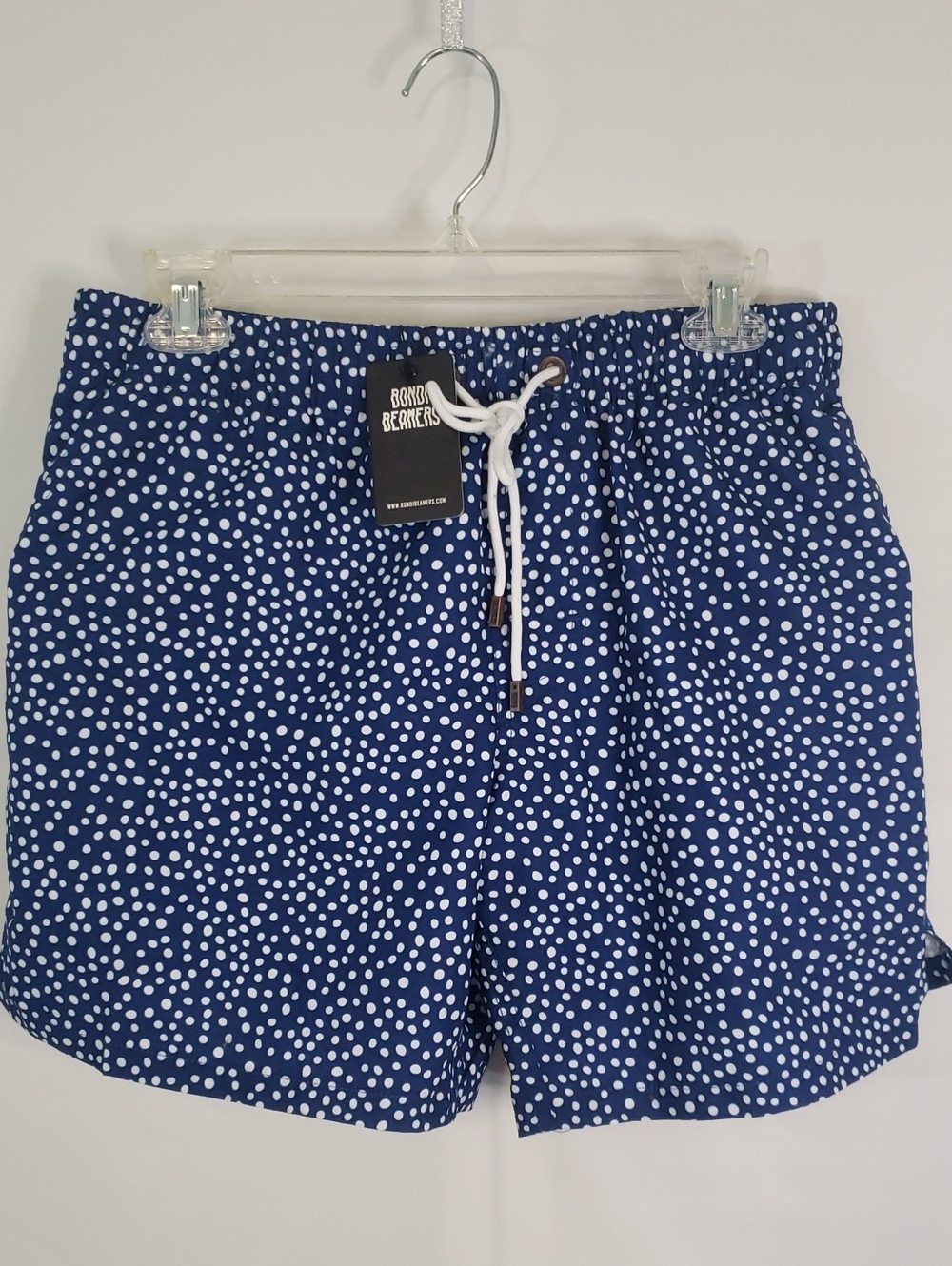 Bondi Beamers NWT Navy Blue with White Polka Dots Swim Trunks, Medium